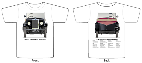 Morris Minor Semi-Sports 1930 T-shirt Front & Back